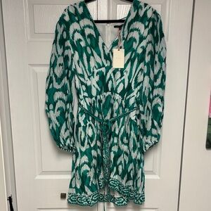 Alex Marie Stylish Green and White Dress